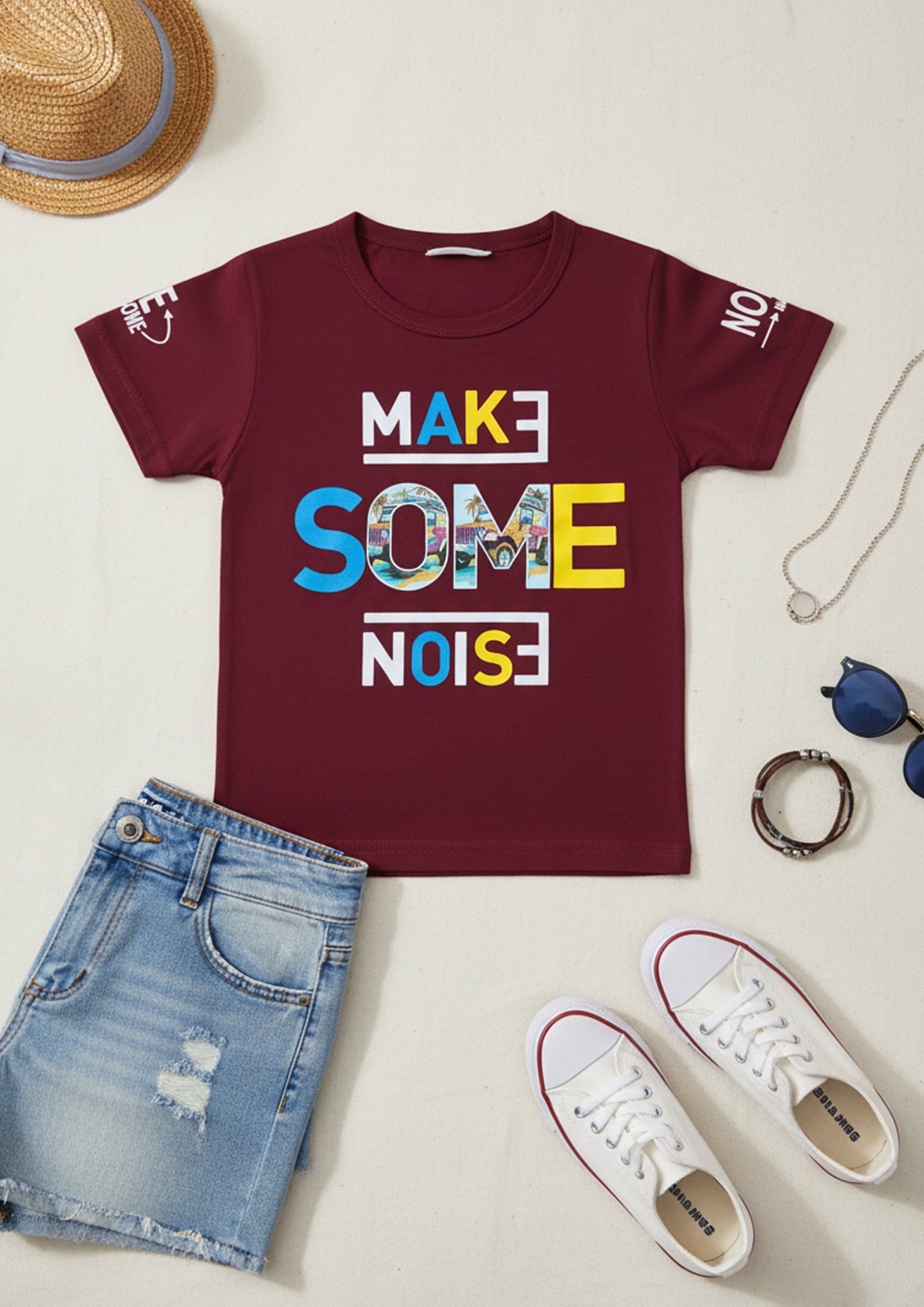 Short sleeves casual printed T-shirt