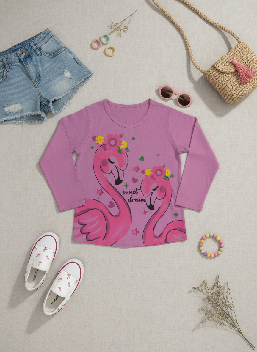 Flamingo Printed Short Sleeves T-shirt