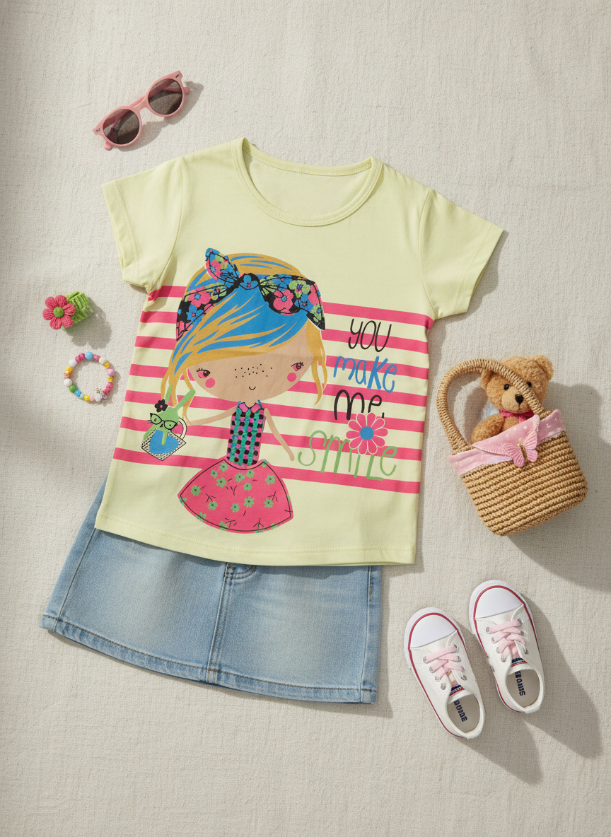 Doll Printed Short Sleeves T-shirt